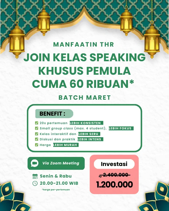 JOIN KELAS SPEAKING KHUSUS PEMULA CUMA 60 RIBUAN